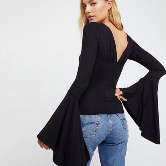 We the Free Black Belle Sleeve Top Women’s size Large - Picture 2 of 5